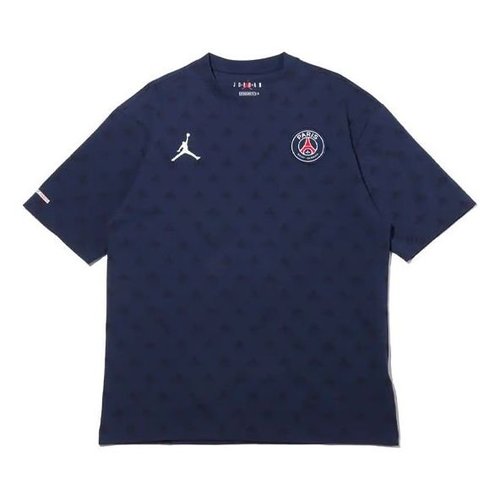 Air Jordan Paris Saint-Germain Statement Casual Sports Full Print Round Neck Short Sleeve Blue - Navy - DB6509-410