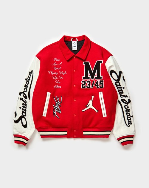 Air Jordan x Saint Mxxxxxx Varsity Jacket - University Red White - FV4726-657