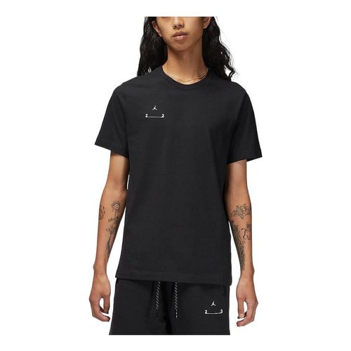 Air Jordan Solid Color Alphabet Logo Printing Round Neck Casual Short Sleeve T-Shirt - Black - DQ7359-010