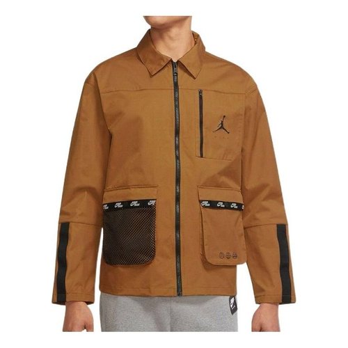 Air Jordan SS22 Cargo Sports lapel Jacket Brown Yellow - DJ0243-241