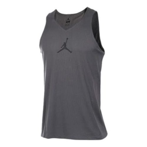 Air Jordan Ultimate Flight Logo Printing Solid Color Quick Dry Breathable Sports Black Vest - Grey Heather - 842315-021