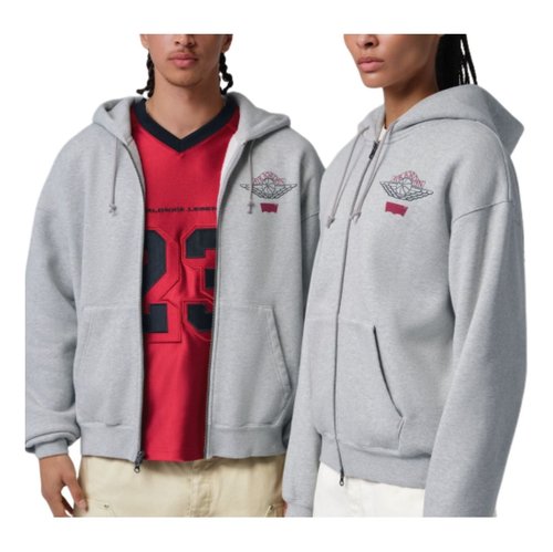 Air Jordan x Levi's Full-Zip Hoodie - Grey Heather/Black/Gym Red - IM6735-050