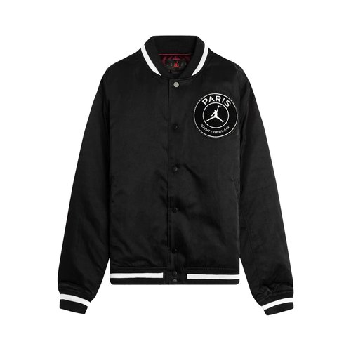 supreme jordan hooded varsity jacket black