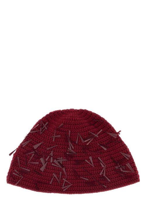 Alanui Tiziano Red Wool Blend Sunset On Manhattan Beanie Hat - LWLA027E25MAT0012525 CHERRY