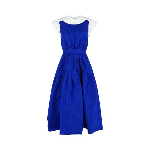 Alexander McQueen A-Line Midi Dress - White Electric Blue - 710195QLAB70945