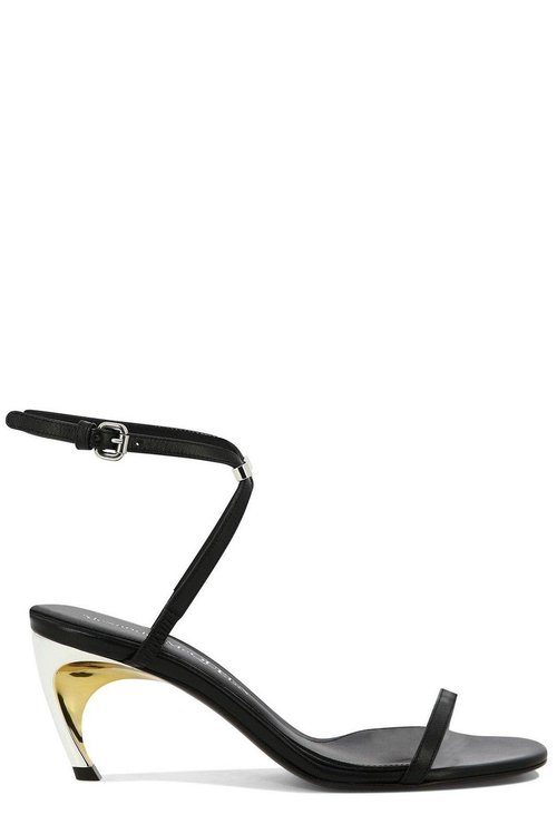 Alexander McQueen Armadillo Ankle Strap Sandals - Black/Silver - 781353WIEX51399