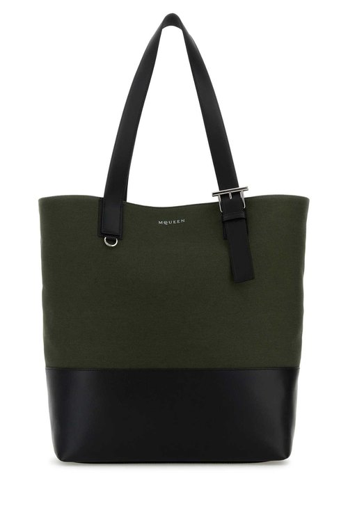Alexander McQueen Army Green Canvas Shopping Bag - 8360691AAU22360