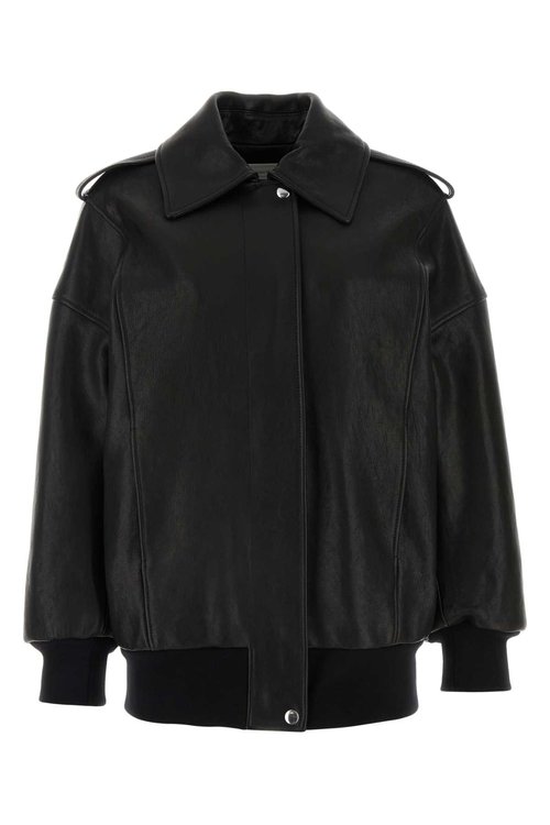 Alexander McQueen Black Leather Oversize Jacket - 799506Q5AIZ1000
