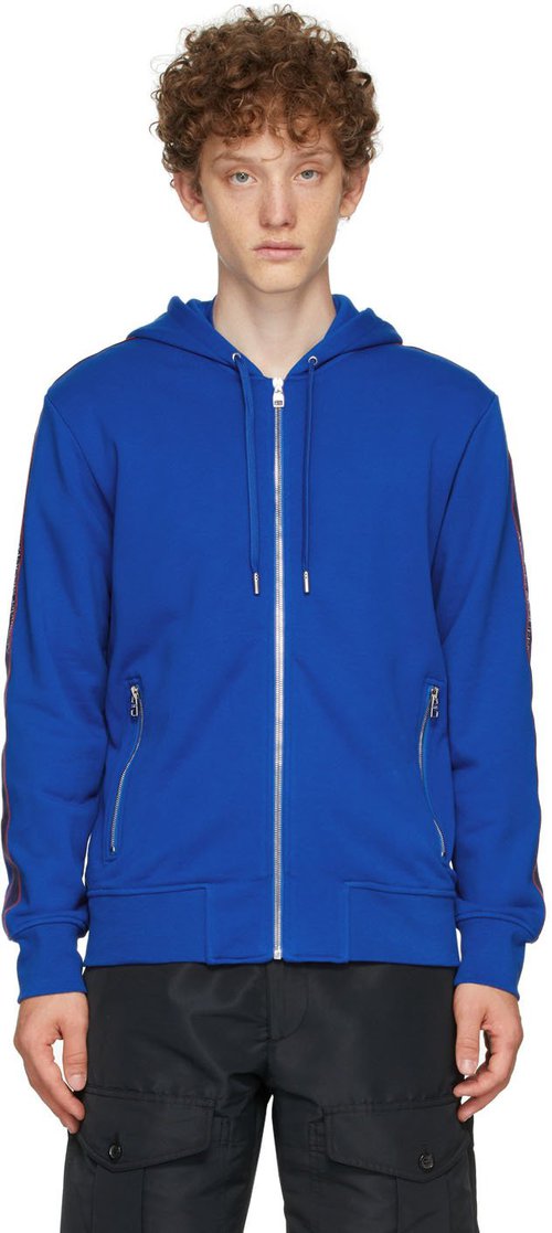 Alexander McQueen Taped Logo Zip Hoodie - Blue - 654794QRX750903