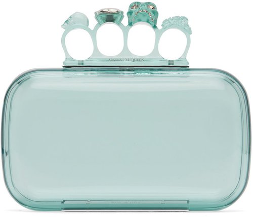 Alexander McQueen Skull Four-Ring Clutch - Pale Blue - 657182JA9034550