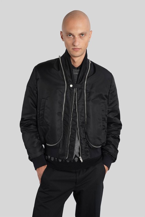 Alexander McQueen Bomber Jacket In Black Polyamide - 838589QRAAK1000