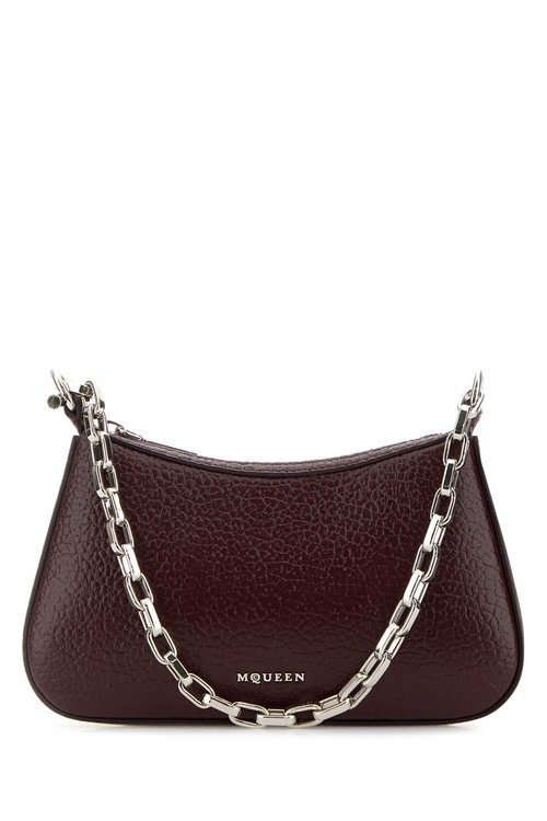 Alexander McQueen Burgundy Leather Mini T-bar Handbag - Red/Silver Tone - 8135531VDGB6408