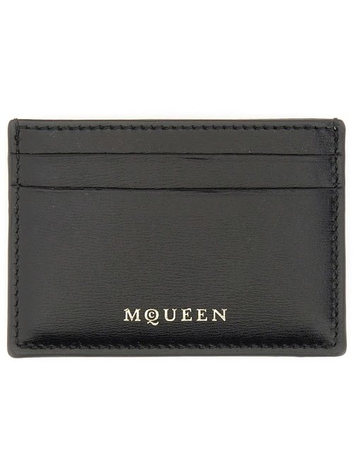 Alexander McQueen Card Holder With Logo - 8365561MAAF-1000BLACK/GOLD