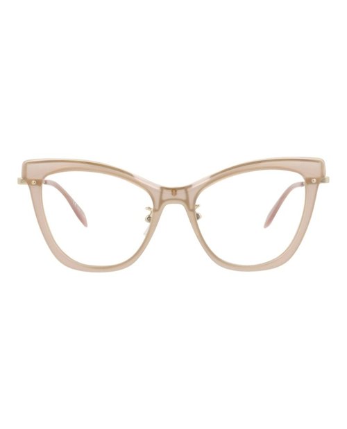Alexander McQueen Cat EyeFrame Acetate Optical Frames - Nude Gold Transparent (Am0265O/30008684/003)