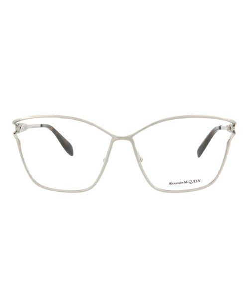Alexander McQueen Cat EyeFrame Metal Optical Frames - Silver Silver Transparent (Am0196O/30007064/003)