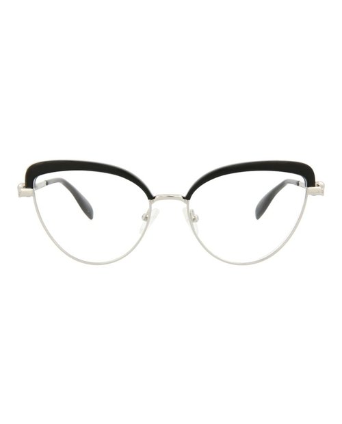 Alexander McQueen Cat EyeFrame Metal Optical Frames - Silver Silver Transparent (Am0259O/30008692/001)
