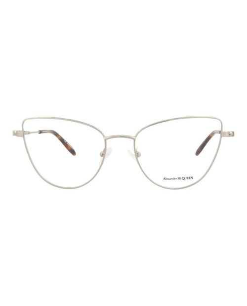 Alexander McQueen Cat EyeFrame Metal Optical Frames - Silver Silver Transparent (Am0268O/30008678/003)