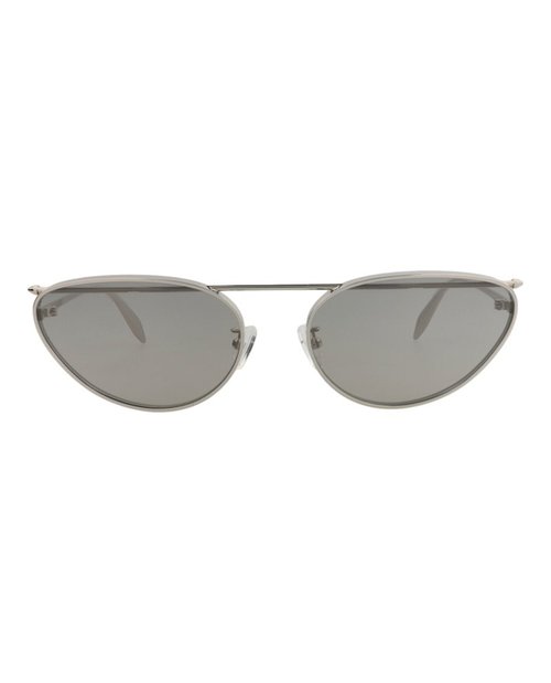 Alexander McQueen Cat EyeFrame Metal Sunglasses - Silver Silver Grey (Am0424S/30014643/004)