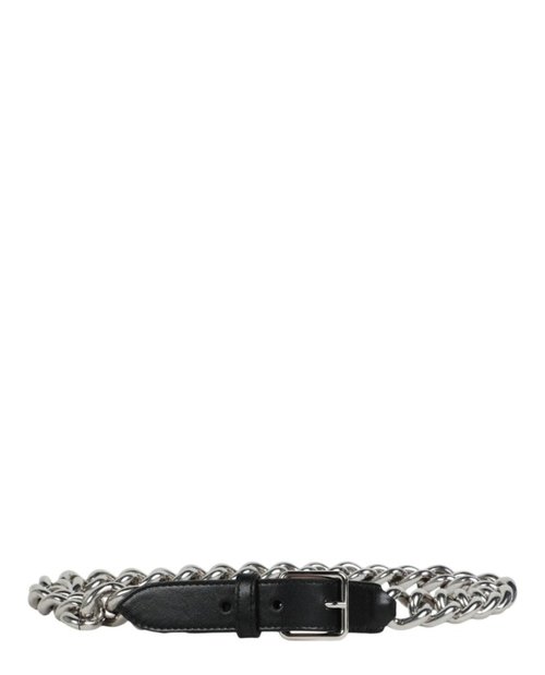 Alexander McQueen ChainTrimmed Leather Belt - Black