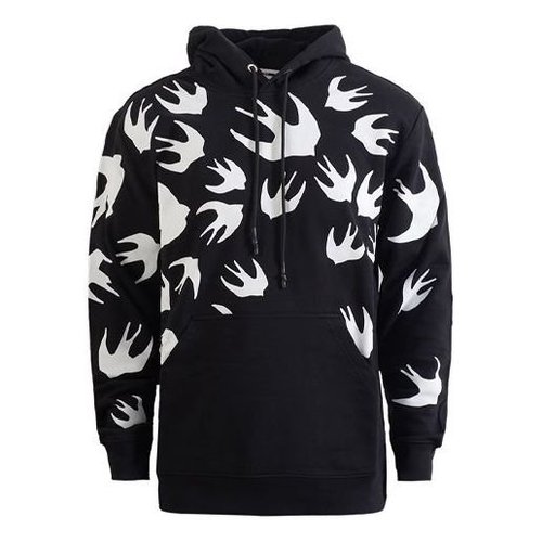 Alexander McQueen Contrasting Colors Pattern Loose Hoodie - Black - 527546RLT721000