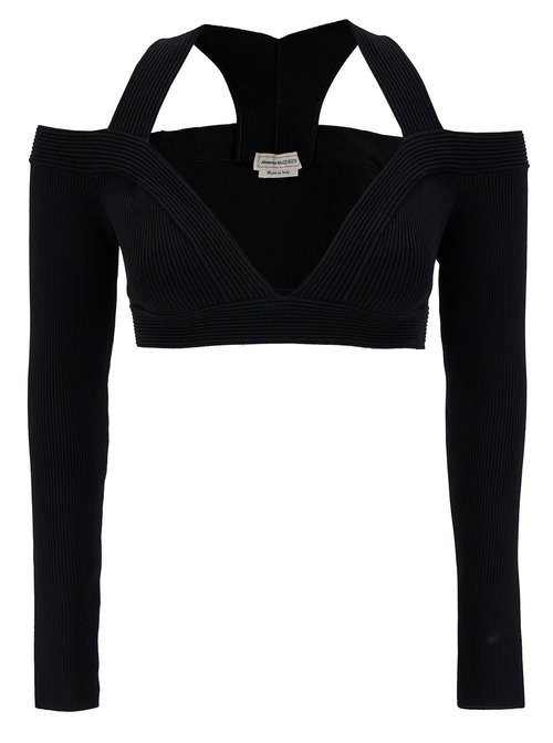 Alexander McQueen Crop Top With Cut-out Shoulders - 734532Q1A5B1000