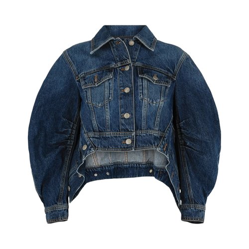 Alexander McQueen Cropped Cocoon Sleeve Denim Jacket - 687457QMABP4118