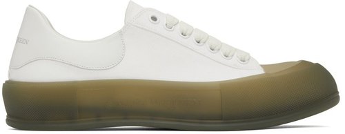 Alexander McQueen Deck Lace-Up Plimsoll - White/Khaki - 667819W4MVW9055