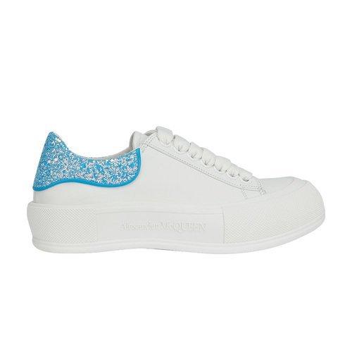 Alexander McQueen Deck Plimsoll - White/Blue Glitter - 702047WIABX9761