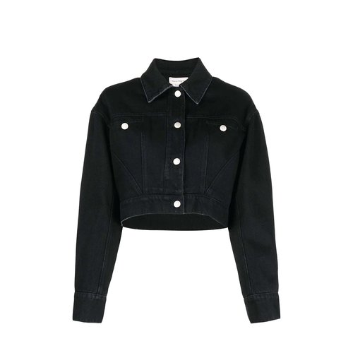 Alexander McQueen Cropped Denim Jacket - 718516QMAB51000