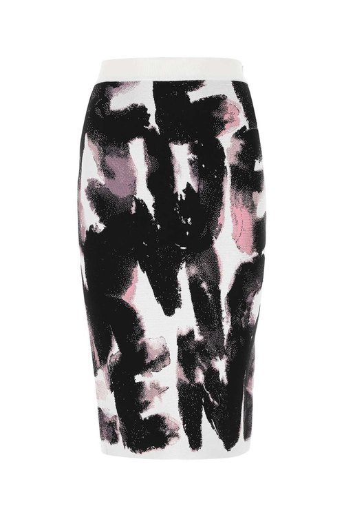 Alexander McQueen Embroidered Stretch Viscose Blend Skirt - 9903 - 734715Q1A5H9903