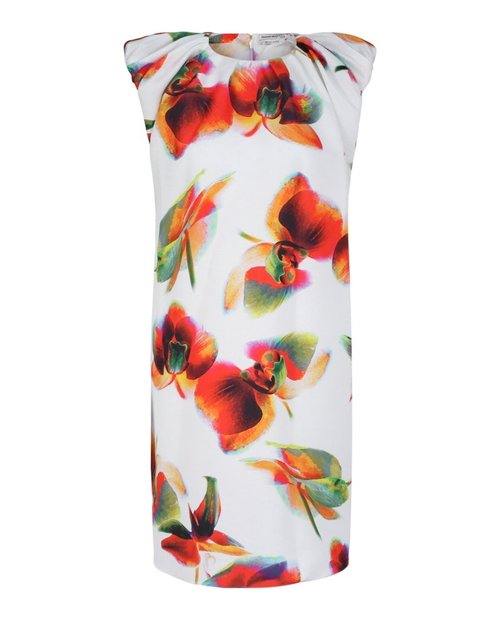Alexander McQueen Floral Pleated Mini Dress - Optical White - 752378QCAHB9000