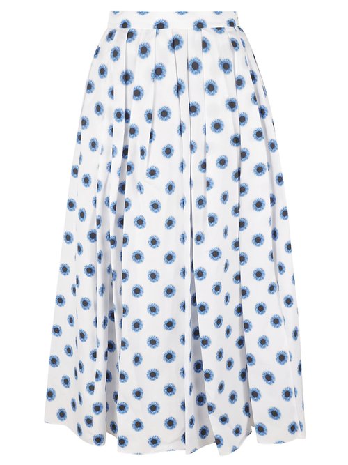 Alexander McQueen Floral Print Pleated Flare Skirt - 684284QDAMI4155