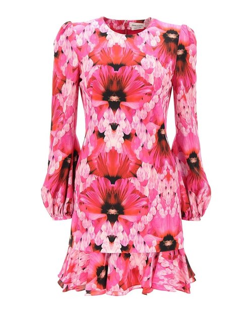 Alexander McQueen FloralPrint Silk Mini Dress - Pink - 598908QCABE5033