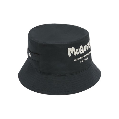 Alexander McQueen Graffiti Bucket Hat - Black/Ivory - 6631124404Q1078