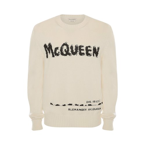 Alexander McQueen Graffiti Jumper - Ivory Black - 626454Q1WZL9227