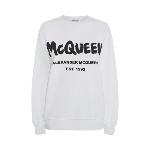 Alexander McQueen Graffiti Sweatshirt - White Black - 659975QZADI0909