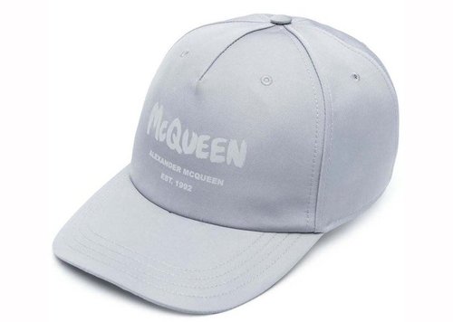 Alexander McQueen Grafitti Print Cap - Light Blue