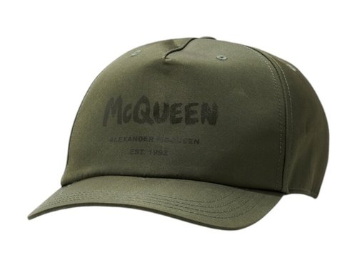 Alexander McQueen Grafitti Print Cap - Olive Green - 6677784404Q2900
