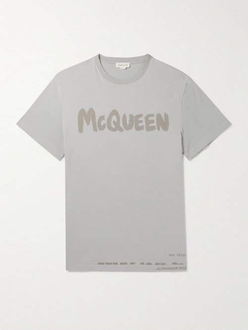 Alexander McQueen Graffiti Print Logo T-Shirt - Grey - 622104QUZ570912