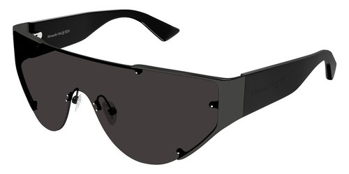 Alexander McQueen Gray Shield Sunglasses AM0447S 001 99 - Black/Grey/Gunmetal - AM0447S00199