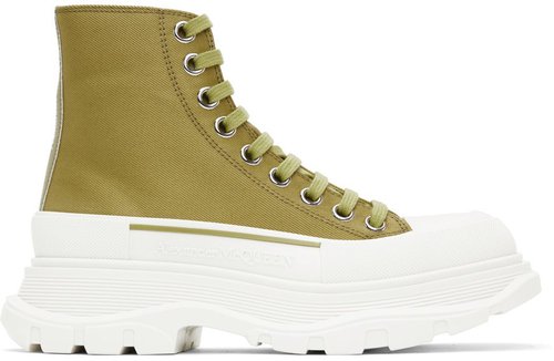 Alexander McQueen Green Tread Slick High 'Olive Green