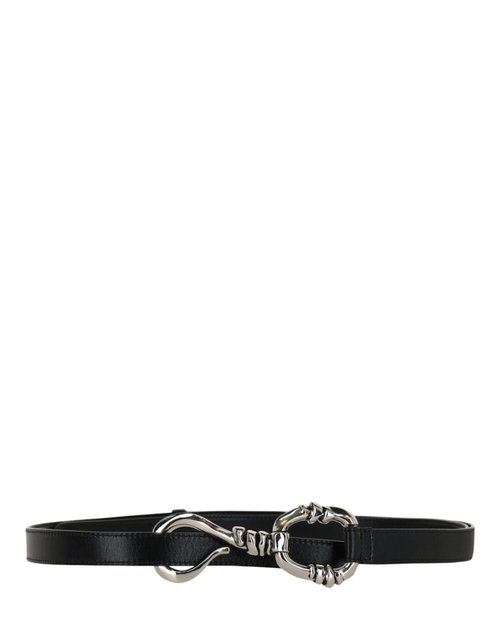 Alexander McQueen HookEmbellished Leather Belt - Black