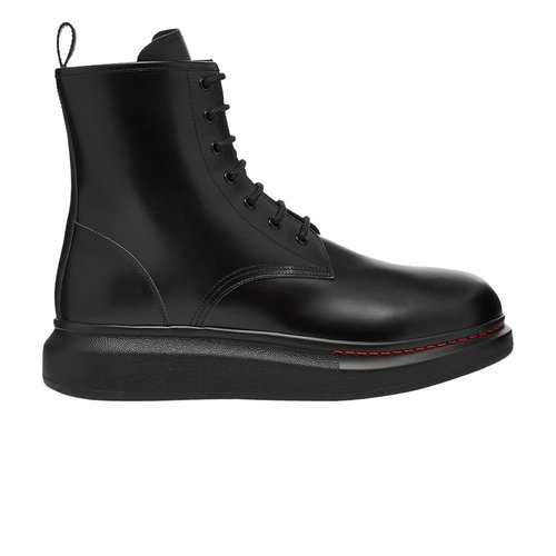 Alexander McQueen Leather Wedge Lace-Up Boot - Black - 586191WHX511000