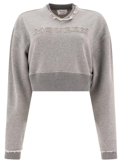 Alexander McQueen Logo Detailed Cropped Sweatshirt - 815584QLAD81015