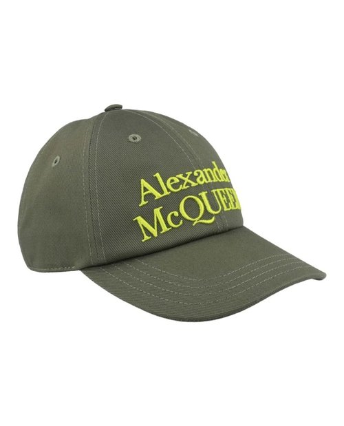 Alexander McQueen Logo Embroidered Baseball Cap - Khaki/Lime - 6886584105Q2967