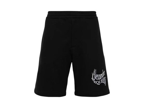 Alexander McQueen Logo Embroidered Track Shorts - Black - 662588QRZ740901
