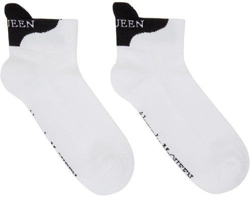 Alexander McQueen Signature Knit Socks - White Black - 5720164B67Q9060