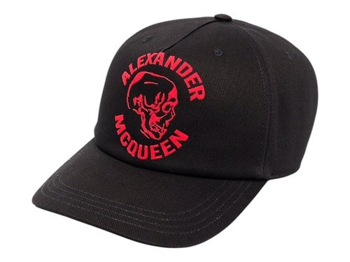 Alexander McQueen Logo Skull Baseball Cap - Black/Red - 6802474105Q1074