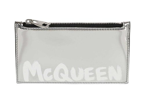 Alexander McQueen Mcqueen Logo Zip Coin Card Holder - Silver
