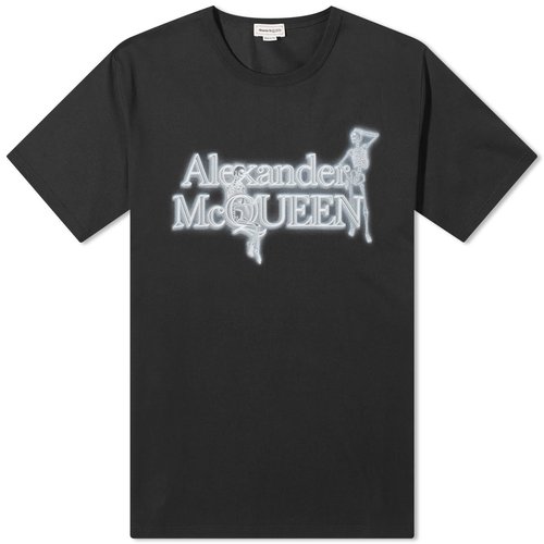 Alexander McQueen Neon Skeleton Logo T-Shirt - Black - 750656QVZ070901